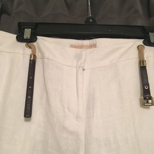 Michael Kors White Linen Belted Trousers